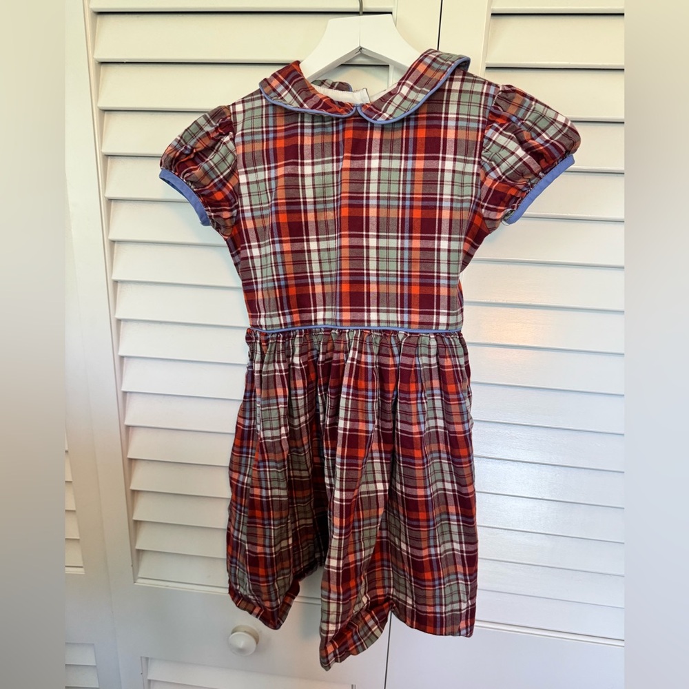 bella bliss Red and Blue Plaid Kids Dress